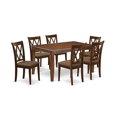 East West Furniture Dining Room Set Mahogany, DUCL7-mah-c
