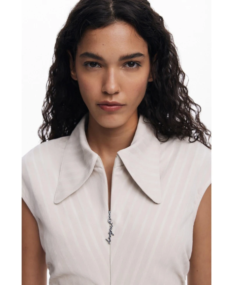 Desigual Women's Slim striped dress with short sleeves