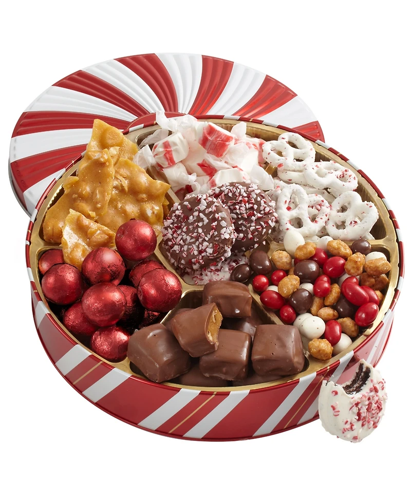Bonnie & Pop Christmas Peppermint Gift Tin, 7 Sections