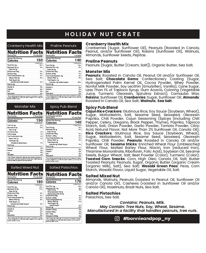 Bonnie & Pop Christmas Mixed Nut Gift Crate, 6 Sections