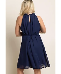 PinkBlush Black Chiffon High Neck Maternity Dress