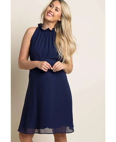 PinkBlush Black Chiffon High Neck Maternity Dress