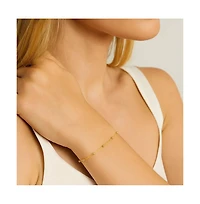 Gold Beaded Link Bracelet with Adjustable Chain