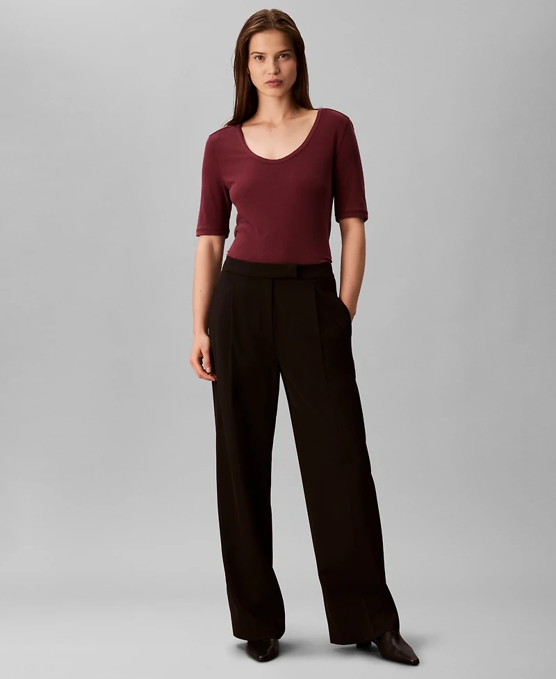 Calvin Klein Women's Scoop Neck Ribbed T-Shirt