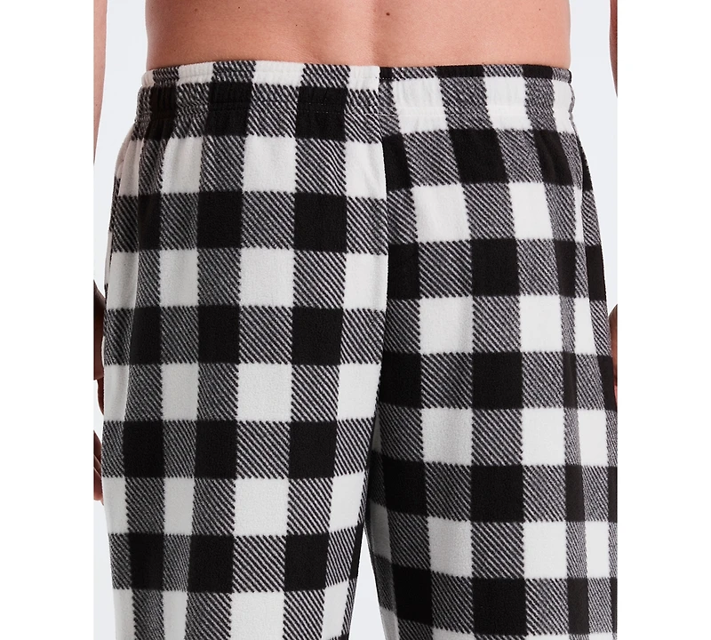 Perry Ellis Portfolio Men's Fleece Buffalo Plaid Print Sleep Pants