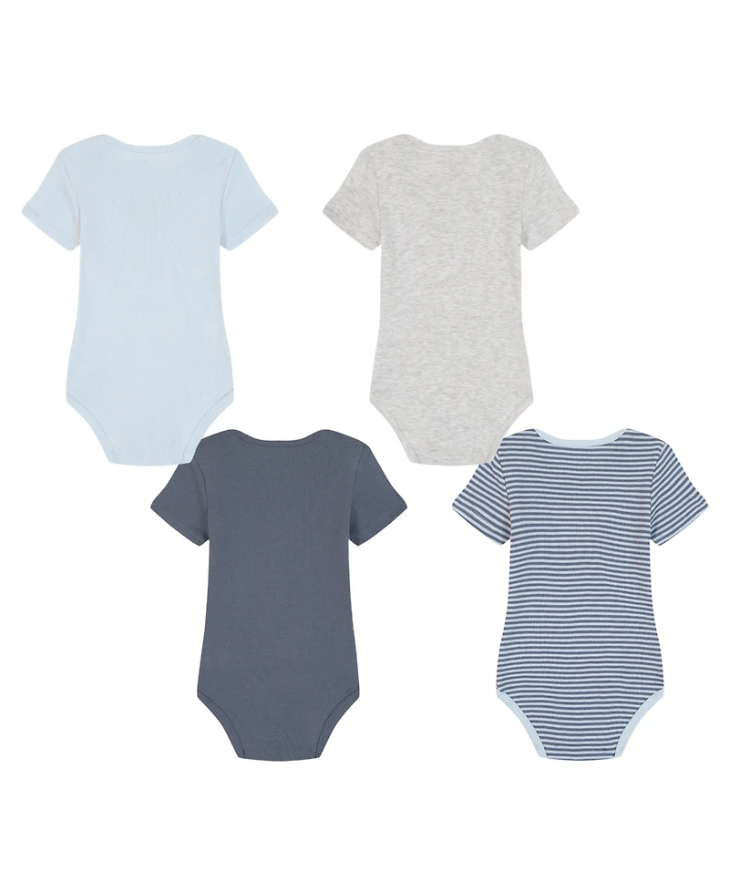 Calvin Klein Baby Boys 4-Pack Short Sleeve Bodysuits Set