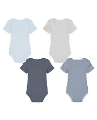 Calvin Klein Baby Boys 4-Pack Short Sleeve Bodysuits Set