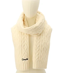 Coach Women's Embroidered Cable-Knit Muffler Scarf