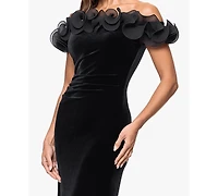 Xscape Petite Off-Shoulder Long Dress