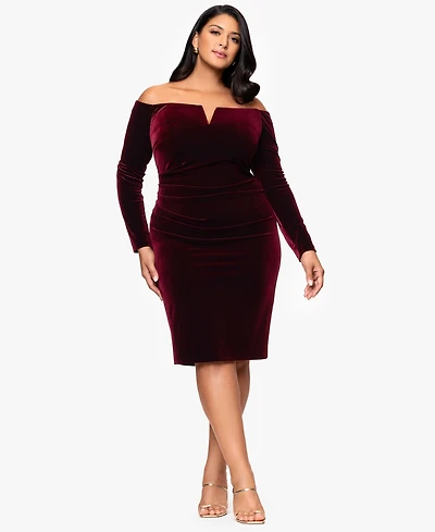 Xscape Plus Off-Shoulder Short Dress