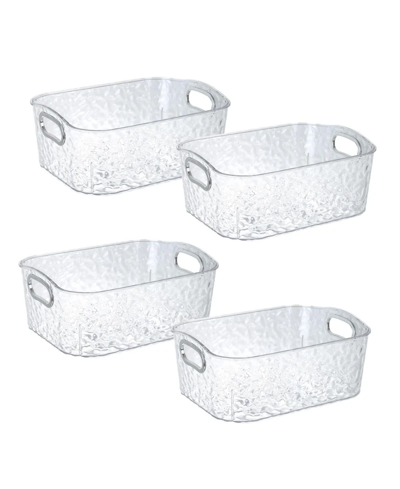 Trio Essentials Trio Home Pack Clear Storage Bins with Silver Handles, Container Bins for Organizing - Bathroom, Kitchen, Pantry, Closet