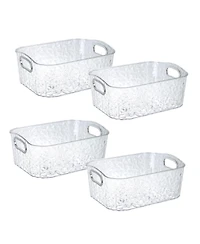 Trio Essentials Trio Home Pack Clear Storage Bins with Silver Handles, Container Bins for Organizing - Bathroom, Kitchen, Pantry, Closet