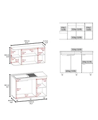 Desert Hills Multifunctional Kitchen Cabinet Set with Ample Storage, White