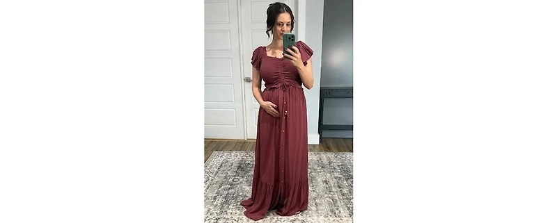 Pinkblush Maternity Smocked Top Woven Maxi Dress