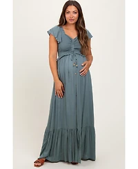 Pinkblush Maternity Smocked Top Woven Maxi Dress