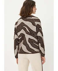 Olsen Abstract Modern Animal Feather Knit Pull-Over