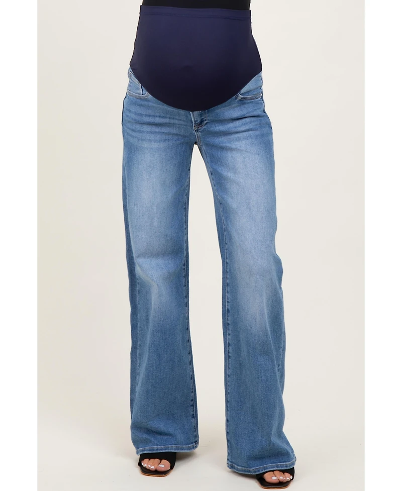 Pinkblush Maternity Medium Low Rise Wide Leg Jeans