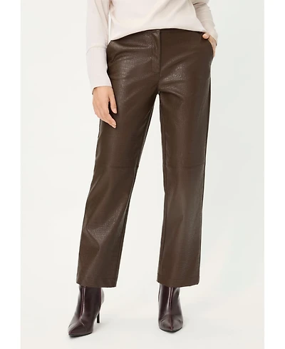 Olsen Women's Mona Fit Straight Leg Faux Croc Cropped Pant