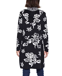 Belldini Women's Hooded Fall Botanicals Coatigan Sweater