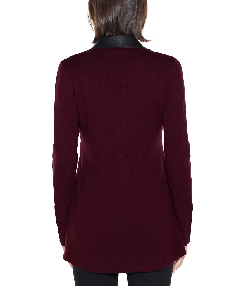 Belldini Women's Black Label Collared Sweater Jacket