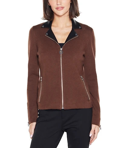 Belldini Women's Black Label Motorcycle Sweater Jacket