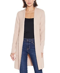 Belldini Women's Hooded Novelty-Stitch Coatigan Sweater