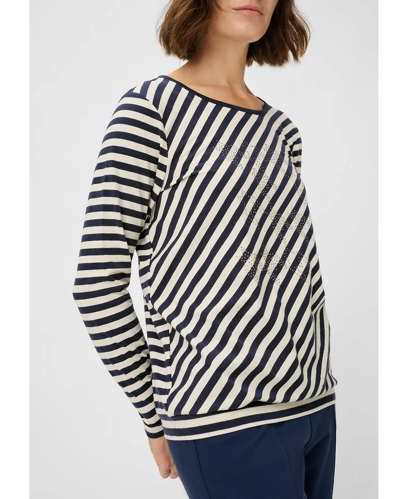Olsen Women's Embellished Diagonal Striped T-Shirt