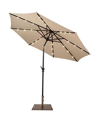Gymax 10 Ft Patio Table Market Umbrella w/ 24 Solar Led Lights & Heavy-duty Base