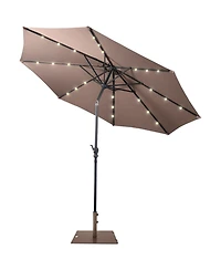 Gymax Ft Patio Table Market Umbrella w/ Solar Led Lights & Heavy-duty Base