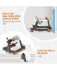 Gymax 2-in-1 Baby Walker Foldable Activity Push Walker w/ Adjustable Height