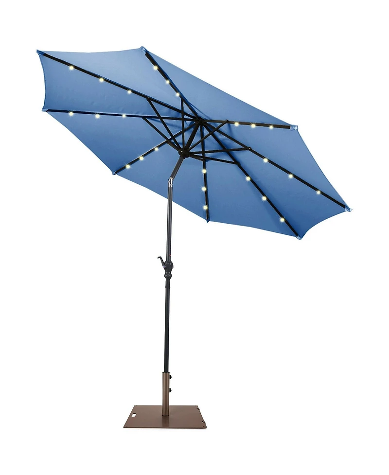 Gymax 10 Ft Patio Table Market Umbrella w/ 24 Solar Led Lights & Heavy-duty Base