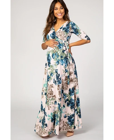 Pinkblush Maternity Light Pink Floral Sash Tie Maternity/Nursing Dress