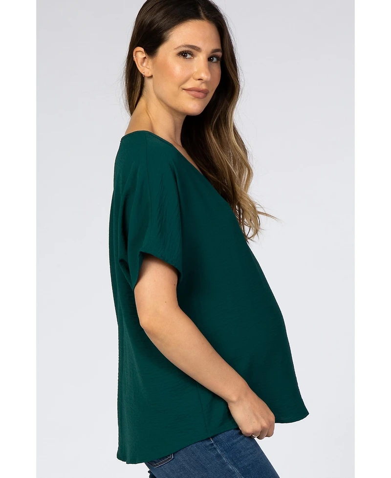 Pinkblush Maternity Forest Green Short Sleeve Blouse