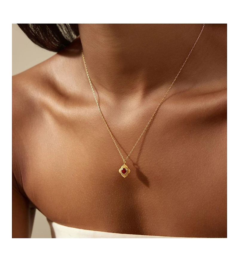 Satya Jewelry Spiritual Strength Garnet Lotus Necklace