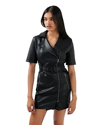 Belle & Bloom Women's Wild Nights Faux Leather Mini Dress