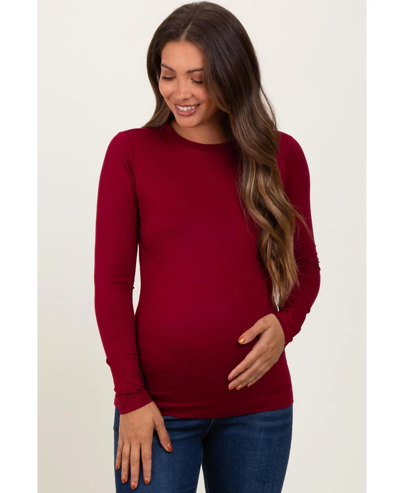 Pinkblush Maternity Burgundy Basic Long Sleeve Top