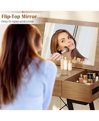 Volenca Vanity Desk with Flip Top Mirror Makeup Dressing Table