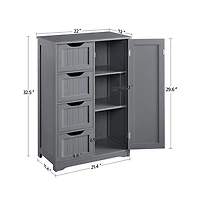 32.5" H Wooden Bathroom Cabinet 4 Drawers & Cupboard