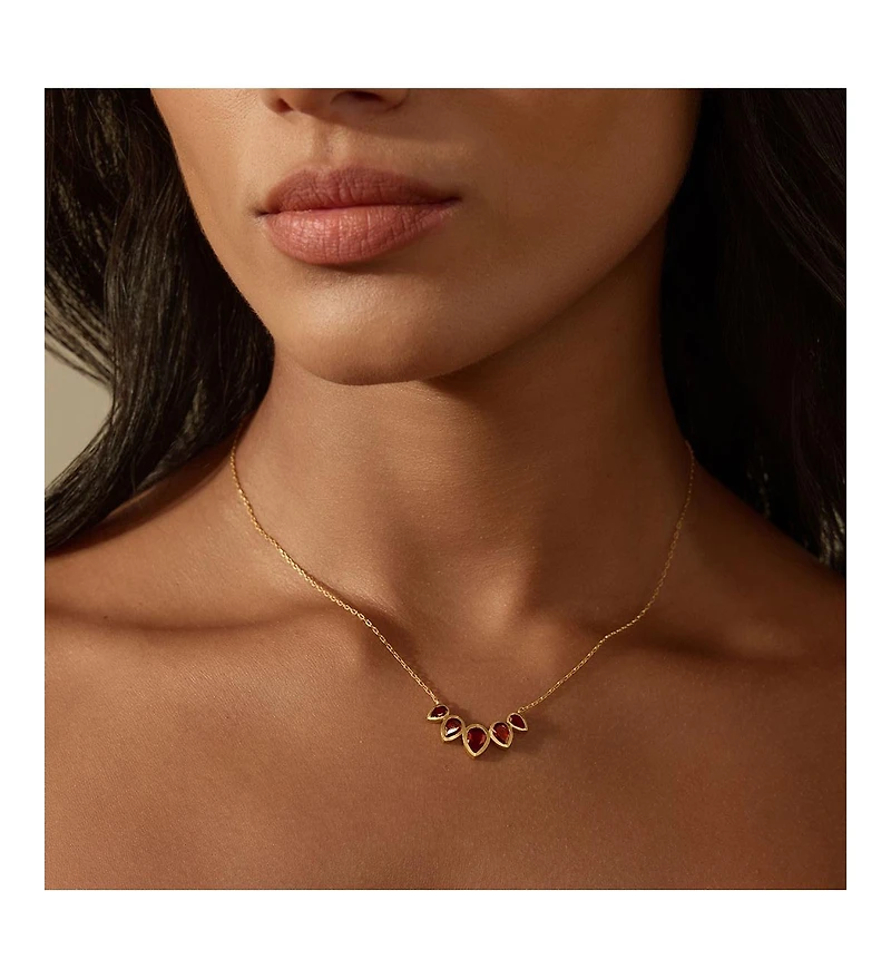 Satya Jewelry Ignite Strength Garnet Petal Necklace