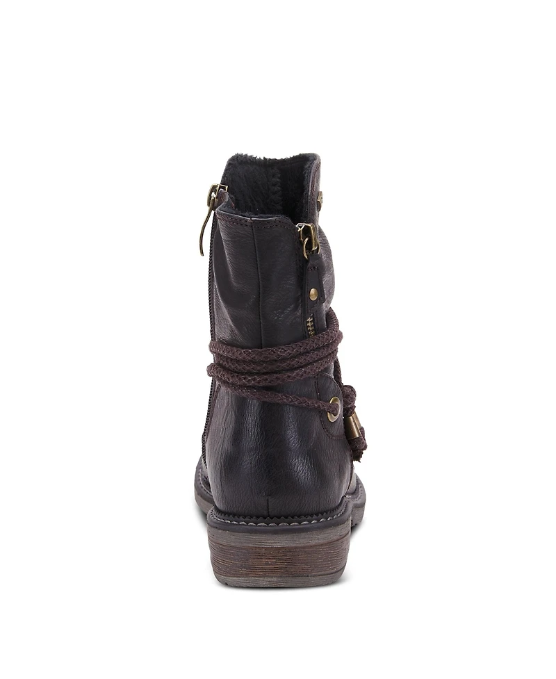 Spring Step Kathie Water-Resistant Mid Boots with Faux Fur Lining and Gusset Zipper