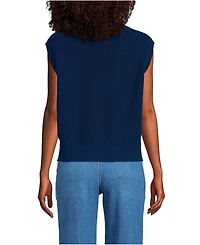 Lands' End Women's Drifter Modern Cable V Neck Vest Sweater