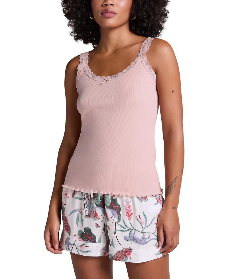 Hunkemoller Women's Cami Rib Lace