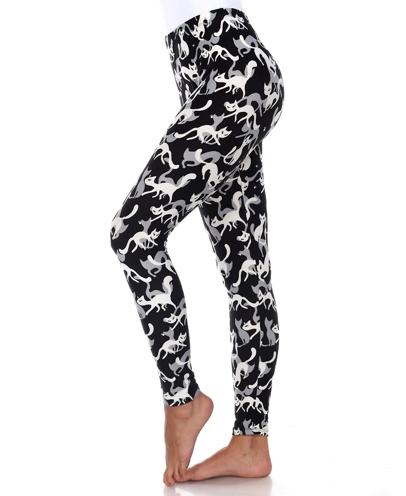 White Mark Women's Halloween Cat Print Leggings