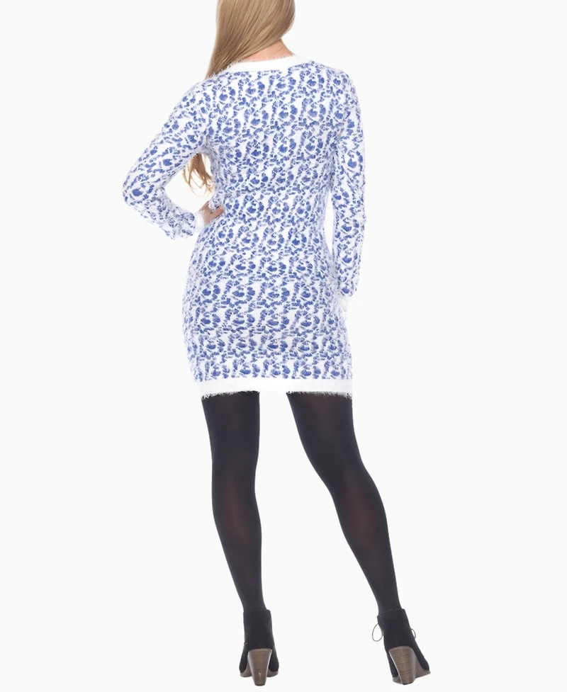 White Mark Women's Fuzzy Knit Sweater Dress