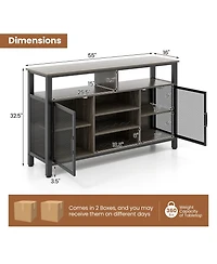 Volenca 55-Inch Buffet Sideboard with 8-Bottle Wine Racks and Wine Glass Holders