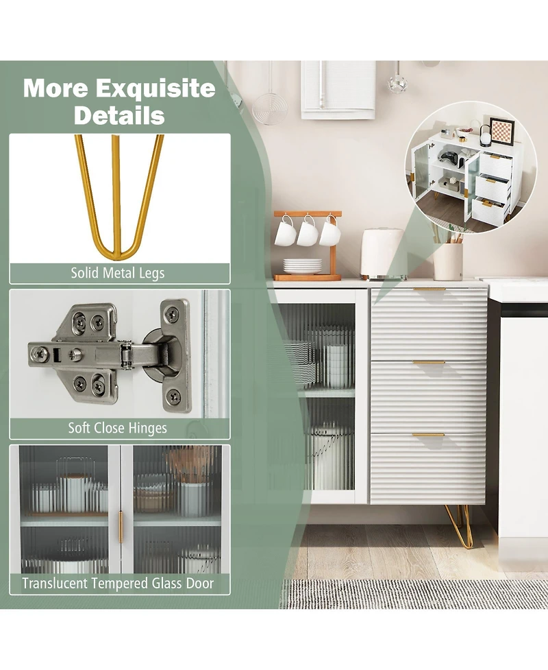 Volenca Modern Sideboard Buffet Cabinet with 2 Doors and 3 Drawers for Living Room Dining Room