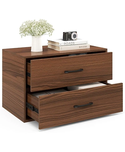 Volenca 2-Drawer Stackable Horizontal Storage Cabinet Dresser Chest with Handles