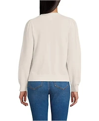Lands' End Women's Cashmere Puff Sleeve Crew Neck Sweater