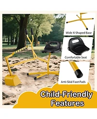 Gymax Kids Ride on Sand Digger w/ 360° Rotatable Seat Flexible Shovel for Dirt Snow