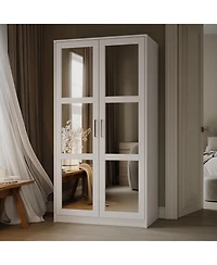 Palace Imports 100% Solid Wood Urban 2-Door Wardrobe Armoire with Mirrored Doors